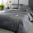 4 Piece Set Ice Silk Quilt Summer Comforter, Pillow Covers & Bed Sheet-Grey - TUZZUT Qatar Online Shopping