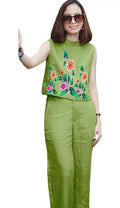 2 Pcs Women Top Pants Set Flower Printing Elastic Waist Dress B-53623 - Tuzzut.com Qatar Online Shopping