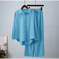 Solid Color Loose Stretchy Wrinkle Shirt Plus Dant Dress B-75340 - Tuzzut.com Qatar Online Shopping