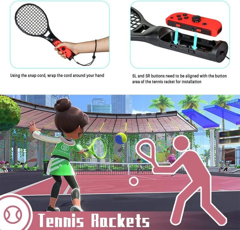 9 in 1 Sports Set for Nintendo Switch - Tennis Racket + Golf Club + Yoga Ring Leg Strap + Games lightsaber etc (Game card /Joy-Pad Not included) JYS-NS236 - Tuzzut.com Qatar Online Shopping