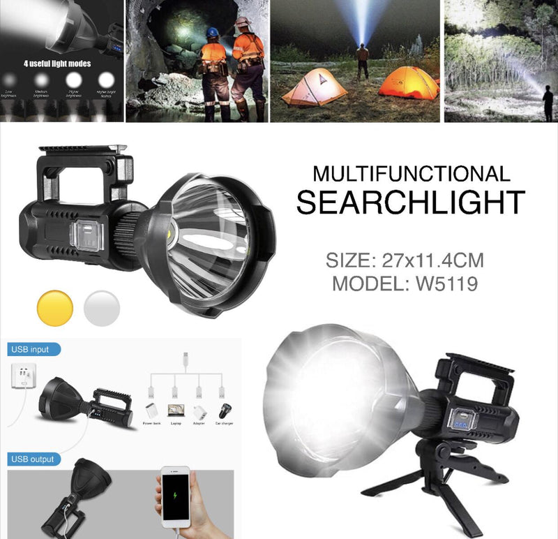 LED Rechargeable Long Lasting Torch Searchlight - W5119 - Tuzzut.com Qatar Online Shopping