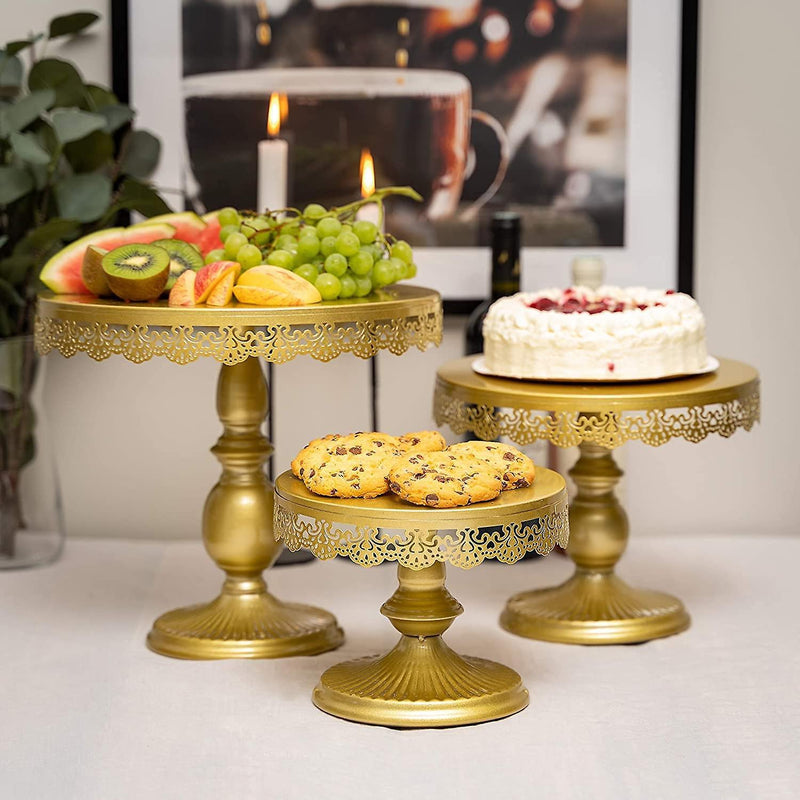 Gold Plated Metal Cake Plate Stand Decoration Tray GT-13 - Tuzzut.com Qatar Online Shopping