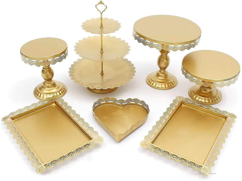 Gold Plated Metal Cake Plate Stand Decoration Tray GT-13 - Tuzzut.com Qatar Online Shopping