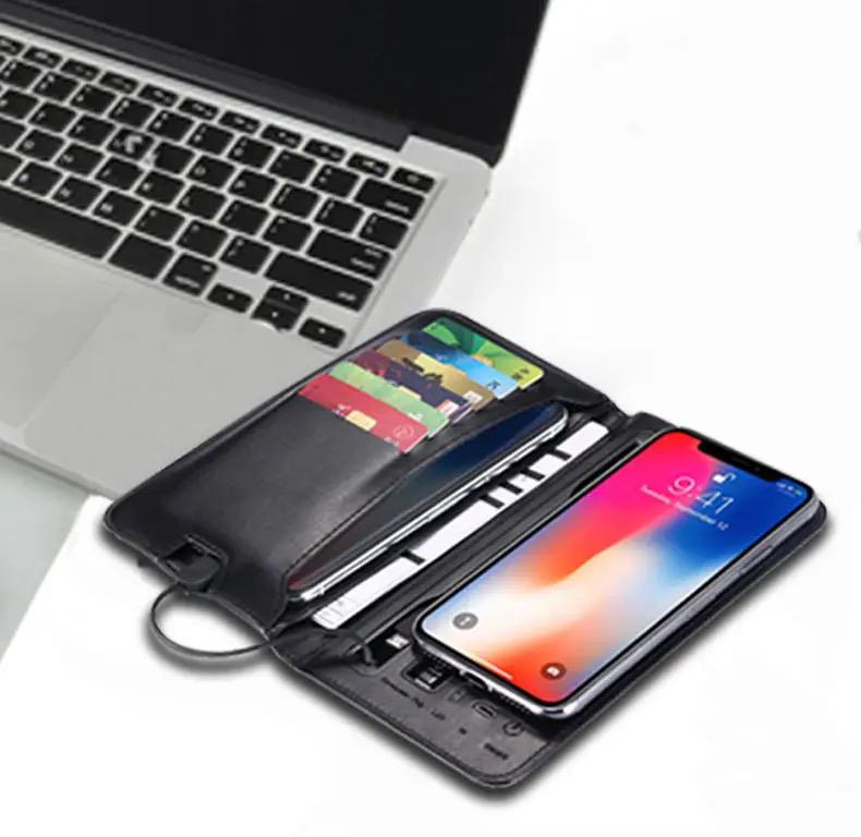PU Leather Wireless Power Bank Wallet Mobile Charger with 6800mah Power bank Wallet - Tuzzut.com Qatar Online Shopping