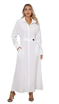 Lapel Deep V-Neck Shirt Dress Waist Tight High-Waist Pockets Long Sleeve Solid Color Maxi Dress Workwear XL B-53120 Lapel Deep V-Neck Shirt Dress Waist Tight High-Waist Pockets Long Sleeve Solid Color Maxi Dress Workwear XL B-53120