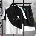 2 Pcs Summer Korean High Street Fashion T-Shirt & Shorts Set TS37 - Tuzzut.com Qatar Online Shopping