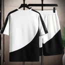 2 Pcs Summer Korean High Street Fashion T-Shirt & Shorts Set TS37 - Tuzzut.com Qatar Online Shopping