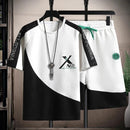 2 Pcs Summer Korean High Street Fashion T-Shirt & Shorts Set TS37 - Tuzzut.com Qatar Online Shopping