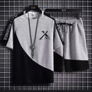 2 Pcs Summer Korean High Street Fashion T-Shirt & Shorts Set TS37 - Tuzzut.com Qatar Online Shopping