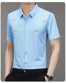 Men s Clothing Printed Casual Short Sleeve Business Formal Textured Summer Shirts TS311 - Tuzzut.com Qatar Online Shopping