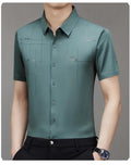 Men s Clothing Printed Casual Short Sleeve Business Formal Textured Summer Shirts TS311 - Tuzzut.com Qatar Online Shopping