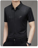 Men s Clothing Printed Casual Short Sleeve Business Formal Textured Summer Shirts TS311 - Tuzzut.com Qatar Online Shopping