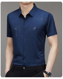 Men s Clothing Printed Casual Short Sleeve Business Formal Textured Summer Shirts TS311 - Tuzzut.com Qatar Online Shopping