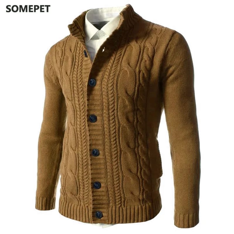 Men's Sweater Slim Fit Cardigan Knitted Single Breasted Button Winter Stand Collar Cardigan S4450721 Men's Sweater Slim Fit Cardigan Knitted Single Breasted Button Winter Stand Collar Cardigan S4450721