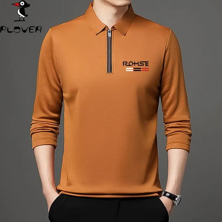 Men's Polo Shirt Solid Color Printing Polo Shirt Lapel Zip Up Long-Sleeve T-Shirt Casual Men's Tops L S4468768 - Tuzzut.com Qatar Online Shopping