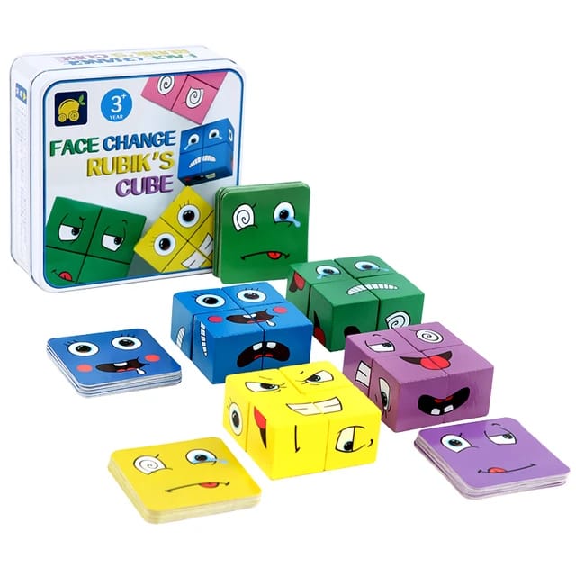 Face Changing Children Geometry Puzzle Building Blocks Toy - Tuzzut.com Qatar Online Shopping