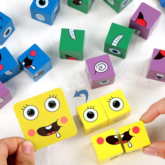 Face Changing Children Geometry Puzzle Building Blocks Toy - Tuzzut.com Qatar Online Shopping