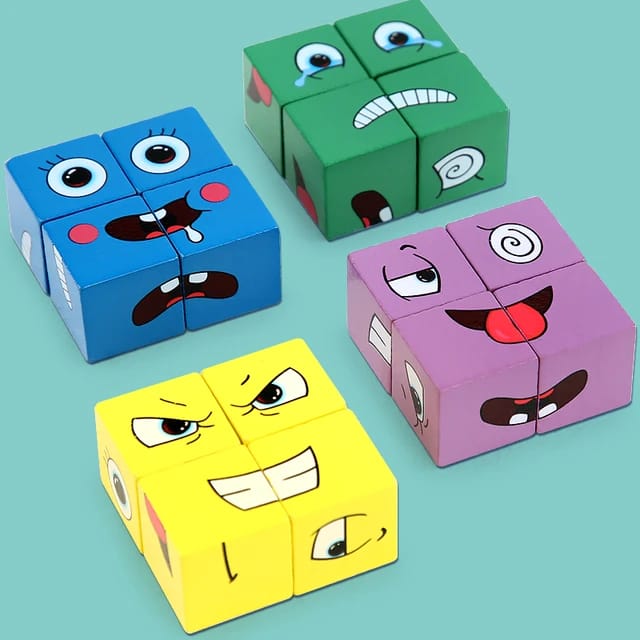 Face Changing Children Geometry Puzzle Building Blocks Toy - Tuzzut.com Qatar Online Shopping