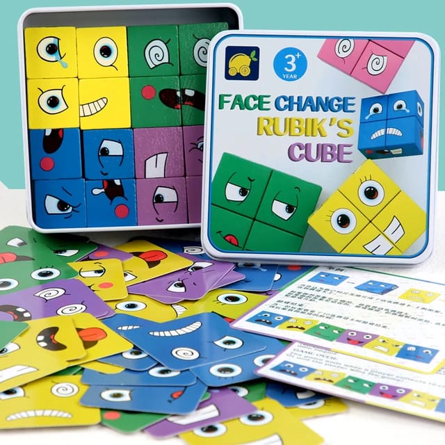 Face Changing Children Geometry Puzzle Building Blocks Toy - Tuzzut.com Qatar Online Shopping