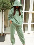 Women's Winter Tracksuit Long Sleeve Hoodie Fashion Outfit 2 Pcs Set - SU924 - Tuzzut.com Qatar Online Shopping