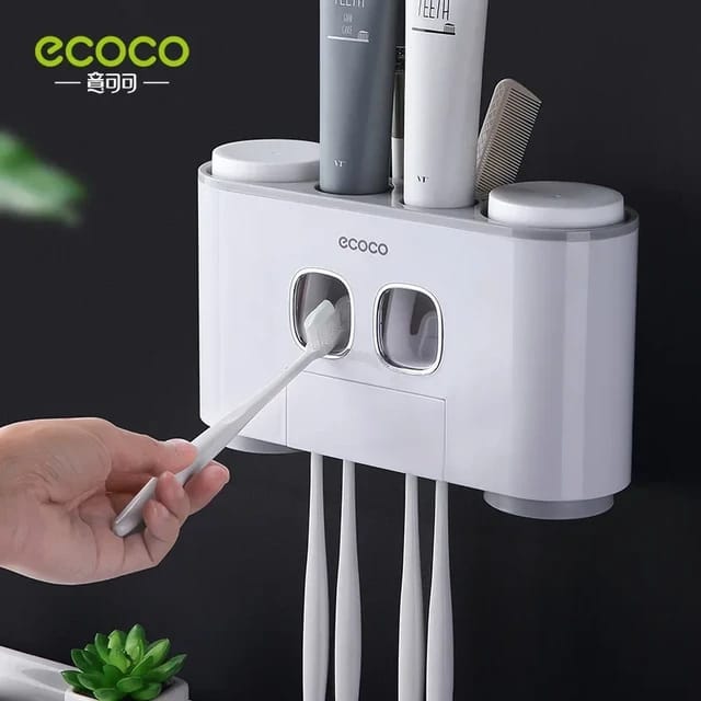 Ecoco Family of Four Toothpaste Squeezer, Wash Cup, Toothbrush Holder Set - Tuzzut.com Qatar Online Shopping