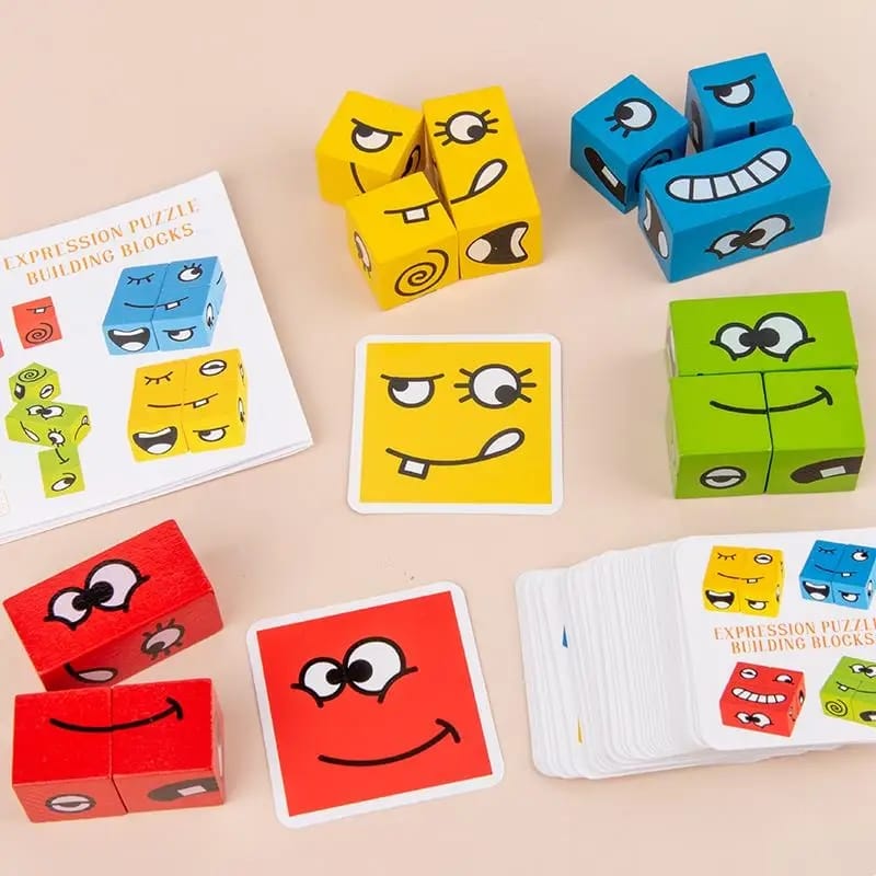 Face Changing Children Geometry Puzzle Building Blocks Toy - Tuzzut.com Qatar Online Shopping