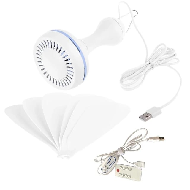 New Pattern Silent 6 Leaves USB Powered Ceiling Canopy Fan with Remote Control D61U - Tuzzut.com Qatar Online Shopping