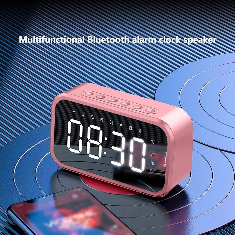 JM03 Bluetooth Speaker with FM Radio LED Mirror Alarm Clock - Tuzzut.com Qatar Online Shopping