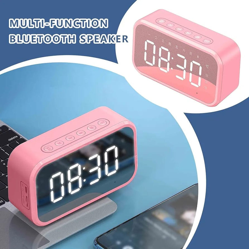 JM03 Bluetooth Speaker with FM Radio LED Mirror Alarm Clock - Tuzzut.com Qatar Online Shopping