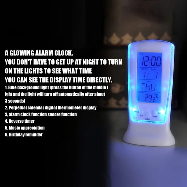 Digital Calendar Temperature Led Digital Alarm Clock with Blue Light 510 - Tuzzut.com Qatar Online Shopping