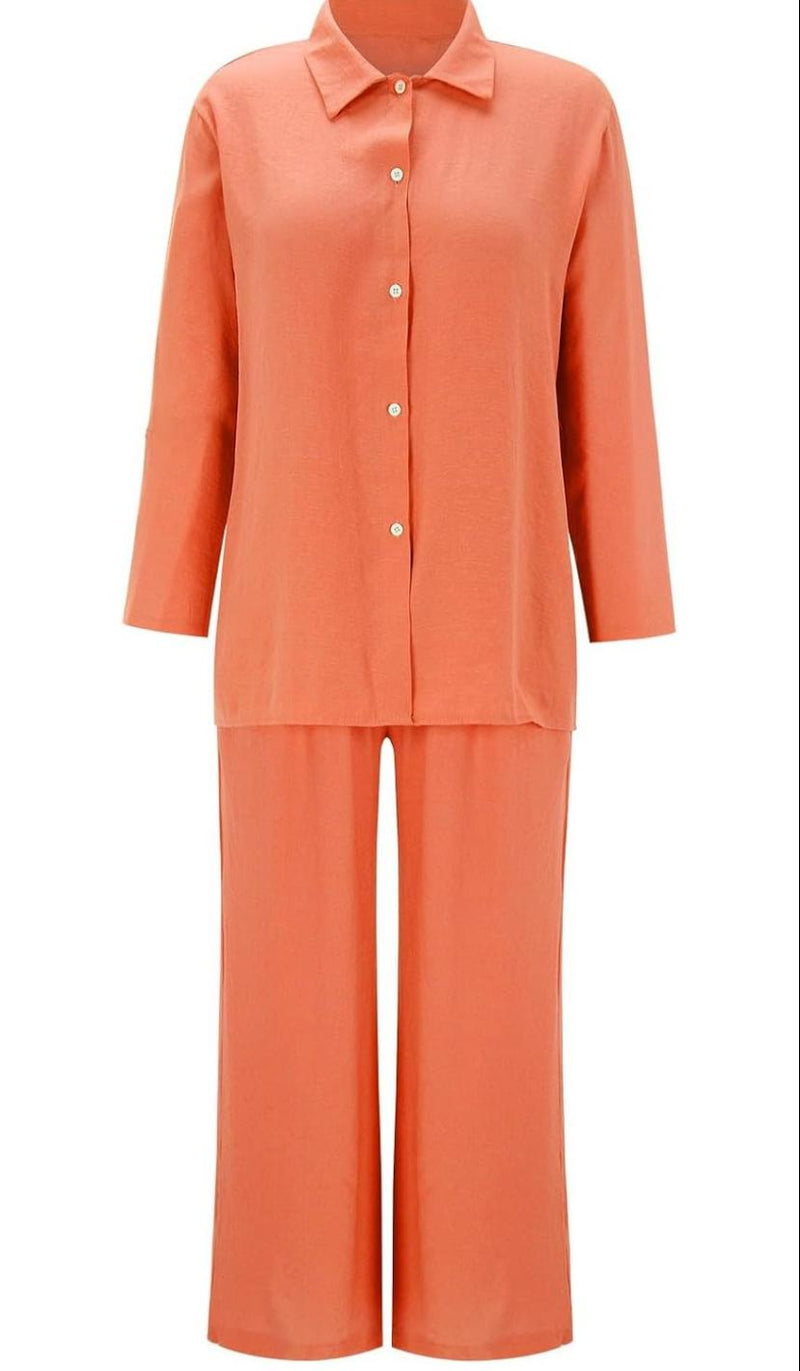 Trendy Plus Size 2 Pcs Ladies Casual Shirt & Pant Set TS41 - Tuzzut.com Qatar Online Shopping