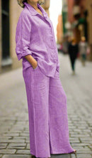 Trendy Plus Size 2 Pcs Ladies Casual Shirt & Pant Set TS41 - Tuzzut.com Qatar Online Shopping