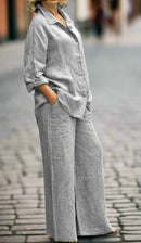 Trendy Plus Size 2 Pcs Ladies Casual Shirt & Pant Set TS41 - Tuzzut.com Qatar Online Shopping