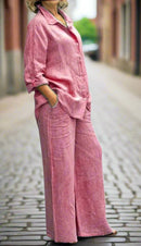 Trendy Plus Size 2 Pcs Ladies Casual Shirt & Pant Set TS41 - Tuzzut.com Qatar Online Shopping