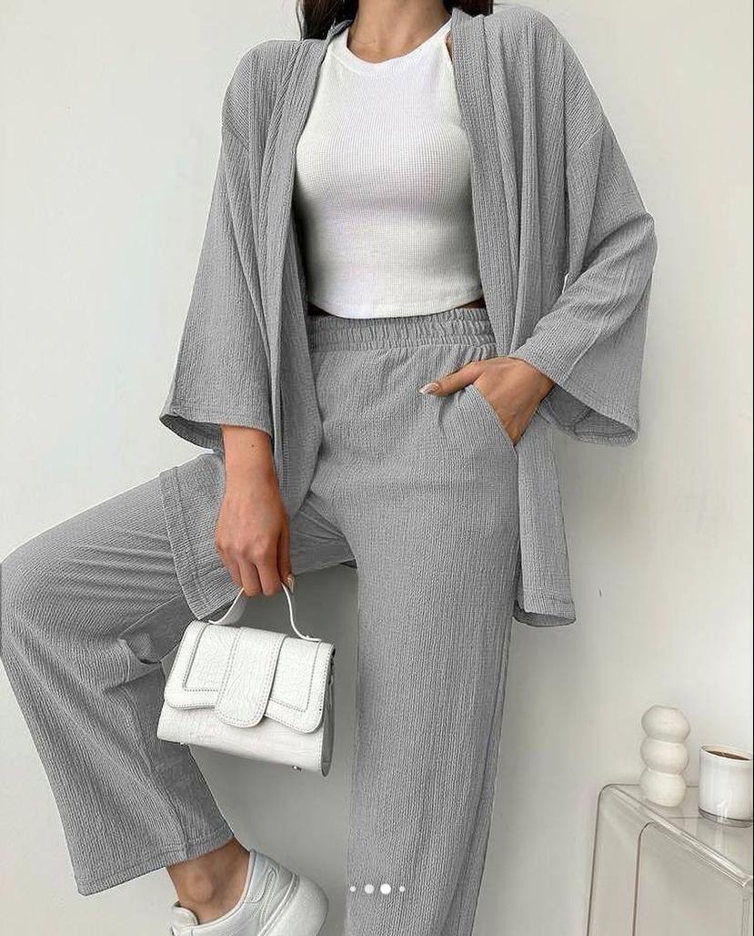 Solid Color Cotton Linen Loose Casual 2 Pcs Cardigan Top And Pants Set TS42 Solid Color Cotton Linen Loose Casual 2 Pcs Cardigan Top And Pants Set TS42