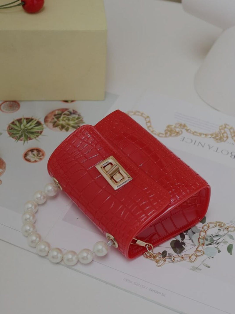Fashion Chain Leather Lattice Mini Shopper Bag - Tuzzut.com Qatar Online Shopping