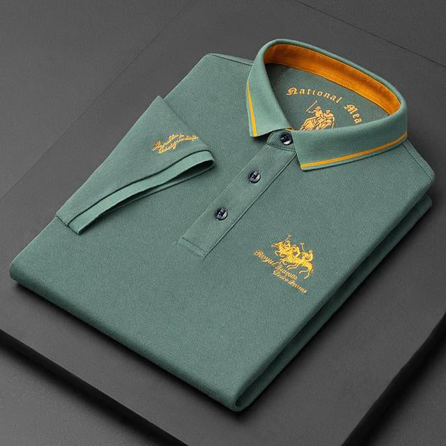 Korean Fashion Men's Embroidered Polo Luxury Cotton T-Shirt TS314 - Tuzzut.com Qatar Online Shopping