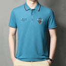 Men's Short Sleeve Embroidered Lapel POLO Casual T-Shirt TS315 - Tuzzut.com Qatar Online Shopping