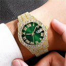 Men's Fashion Diamond Stainless Calendar & Clock Auto Quartz Male Watch - Tuzzut.com Qatar Online Shopping