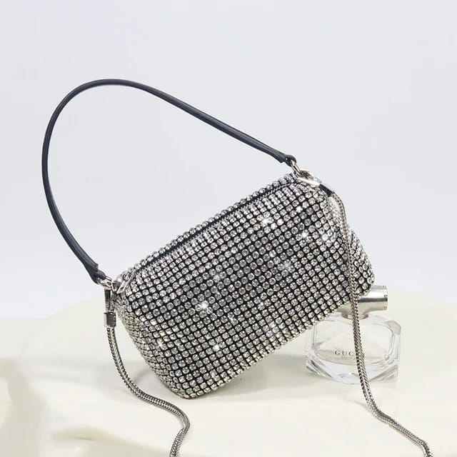 Women Trend Design Ladies Rhinestone Decoration Underarm Bag S4535508 - Tuzzut.com Qatar Online Shopping