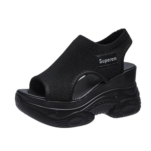 Summer Wedge Heel Elastic Cloth Cover Foot Ladies Sandals 38 - Tuzzut.com Qatar Online Shopping