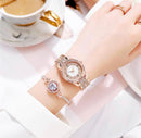 Women Watch Jewelry 5 Pcs Set - Watch Necklace Bracelet Earrings Ring - H128 - Tuzzut.com Qatar Online Shopping
