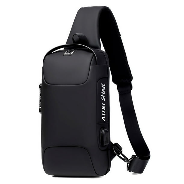 Men Crossbody Bag Anti-theft Chest Bag Password Lock Sling bag USB Charging Cross Body Bag Men B-394674 - Tuzzut.com Qatar Online Shopping