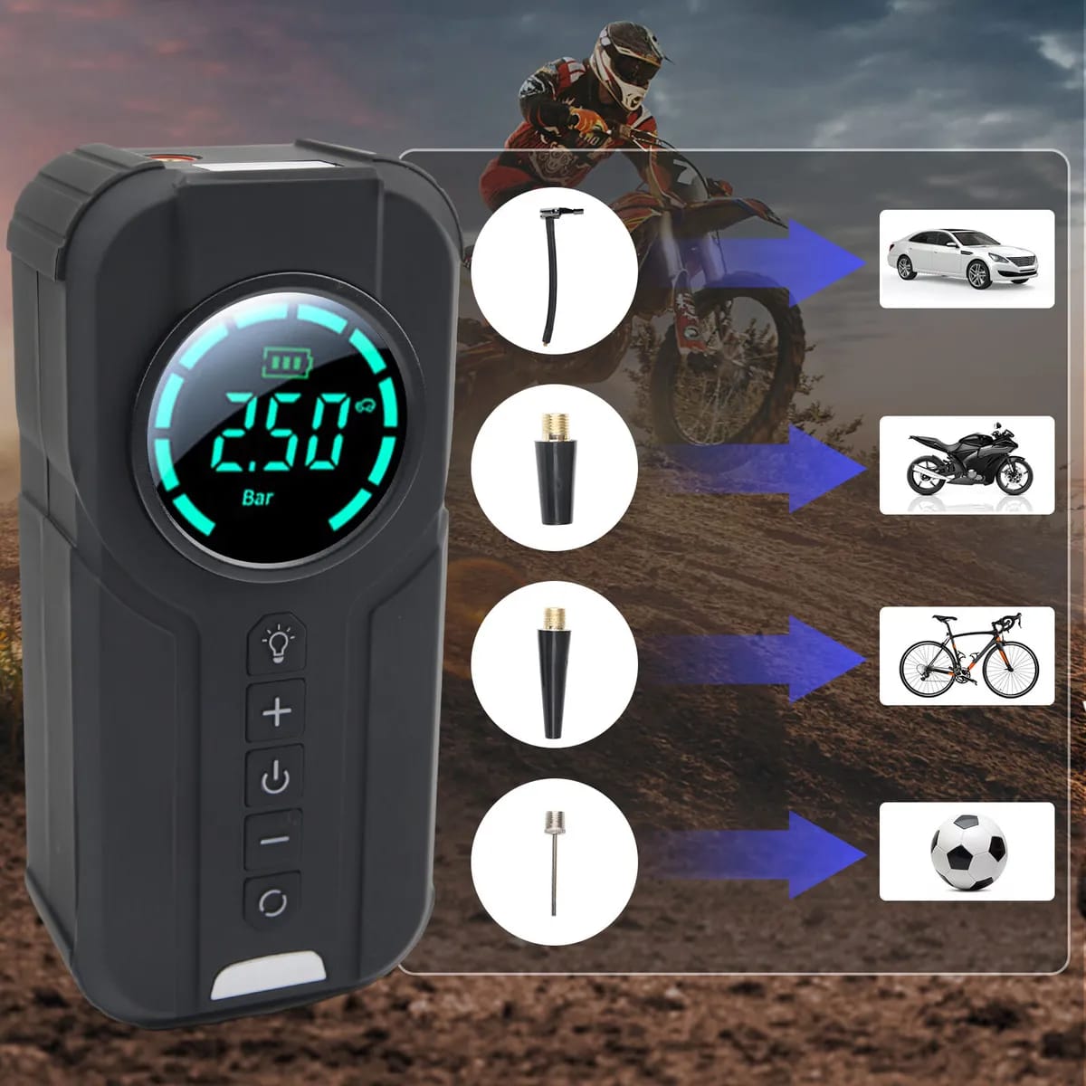 LED Digital Display Wireless Portable Air Pump Inflator YX1819 LED Digital Display Wireless Portable Air Pump Inflator YX1819