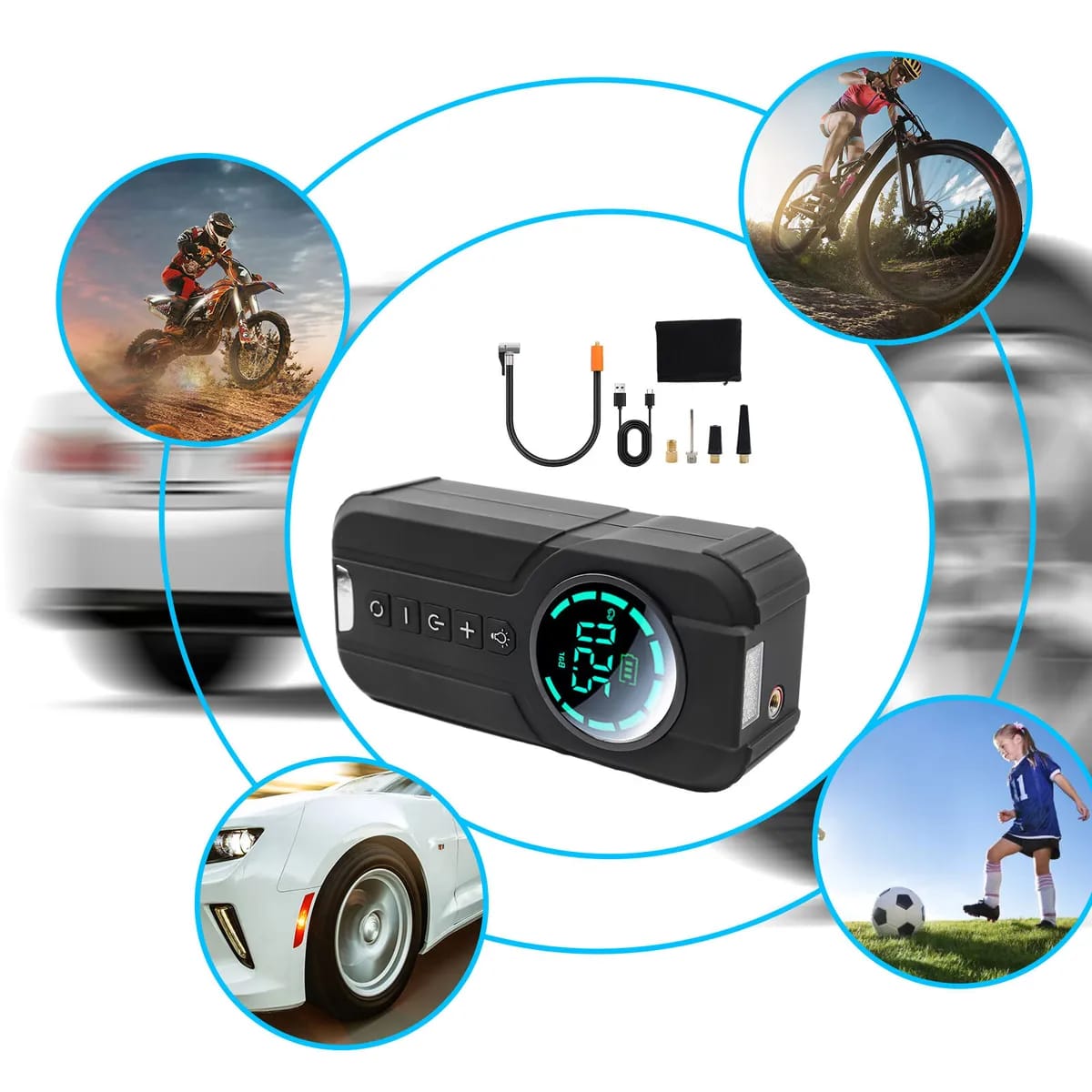 LED Digital Display Wireless Portable Air Pump Inflator YX1819 LED Digital Display Wireless Portable Air Pump Inflator YX1819