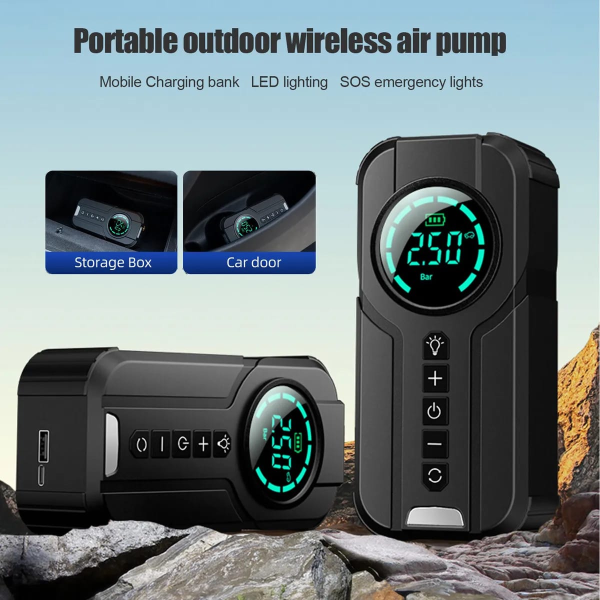 LED Digital Display Wireless Portable Air Pump Inflator YX1819 LED Digital Display Wireless Portable Air Pump Inflator YX1819