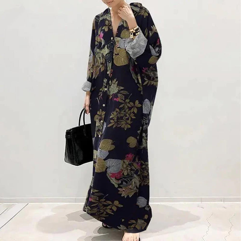 Women's Fashion Cotton Striped Cardigan Loose  Long Dress 3XL 18726 - Tuzzut.com Qatar Online Shopping