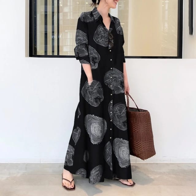 Women's Fashion Cotton Striped Cardigan Loose  Long Dress 3XL 18726 - Tuzzut.com Qatar Online Shopping