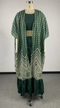 Retro Printed Women's Long Brazilian Dress With Belt 2 Pcs Set 38329 - Tuzzut.com Qatar Online Shopping