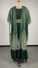 Retro Printed Women's Long Brazilian Dress With Belt 2 Pcs Set 38329 - Tuzzut.com Qatar Online Shopping